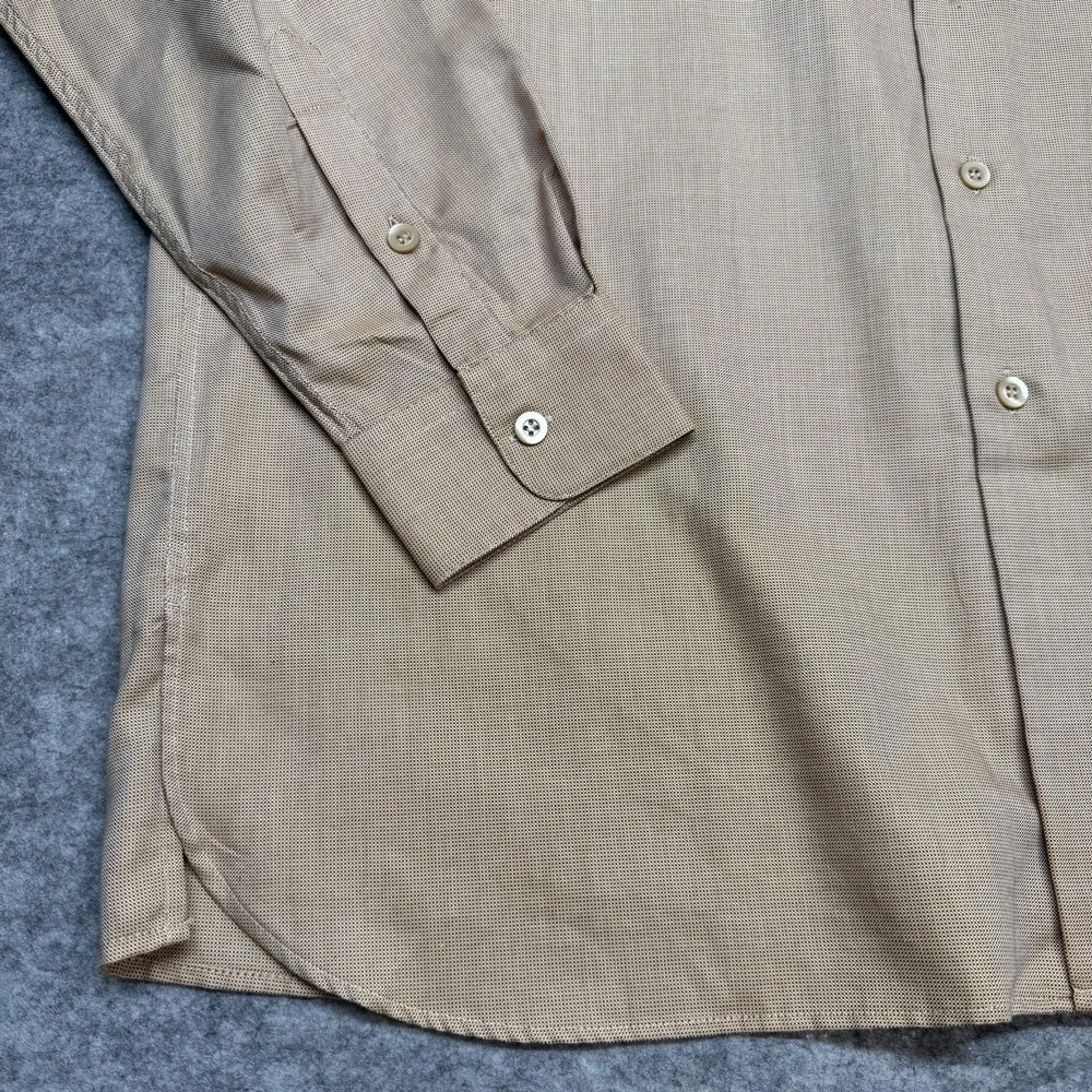 Ermenegildo Zegna Shirt Mens XL Beige‎ Cotton Button Up Dress Office Italy